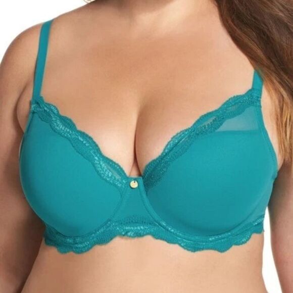 NWT Natori Lace Pure Allure Full Underwire Contour Bra 736099 Island Blue 42DDD - Picture 1 of 10